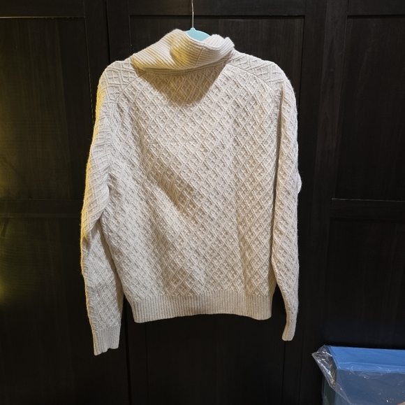 Tommy Hilfiger Men's Cowl Half Zip Cozy Cream Sweater Cotton/Wool - Picture 5 of 7